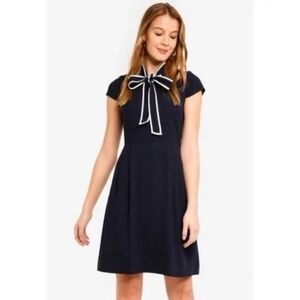 Brand new with tags JCrew Tie-neck Dress in 365 Crepe Navy Sz 4
